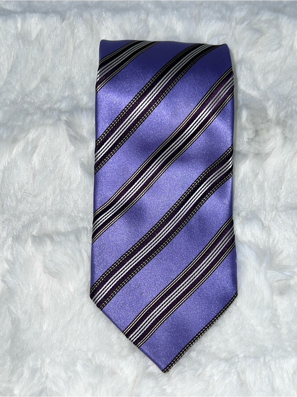 Ermenegildo Zegna Purple Satin Silk Stripe Tie